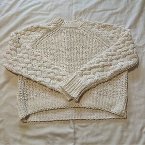 Kendall & Kylie Cream Cable Crewneck Sweater